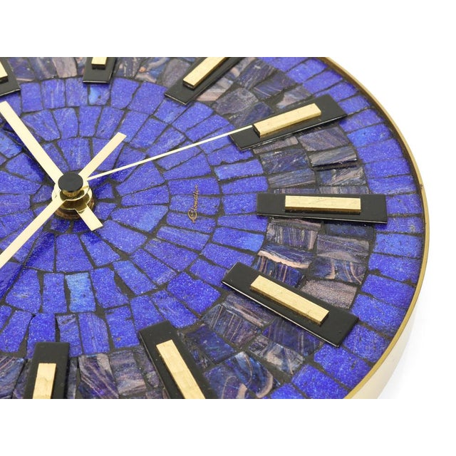 Modern German Blue Mosaic Wall Clock, 1950s For Sale - Image 4 of 18