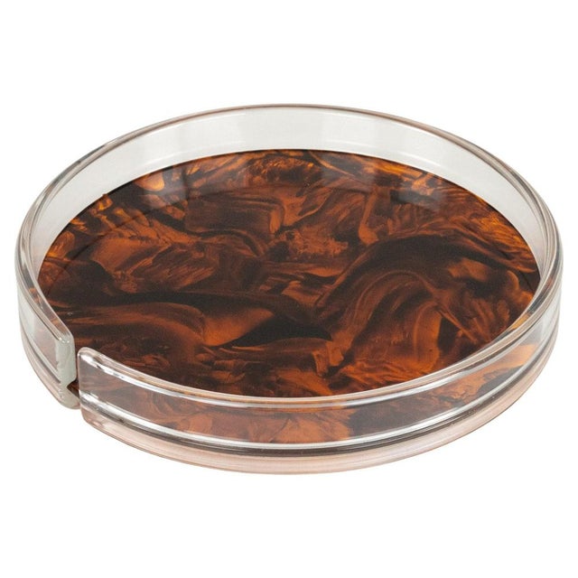 Mid-Century Faux Tortoiseshell Serving Tray in the style of Christian Dior, Italy, 1970s For Sale - Image 13 of 14