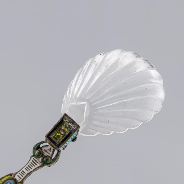 Antique 19th Century Austrian Silver, Enamel & Rock Crystal Spoons, 1880s, Set of 3 For Sale - Image 6 of 18