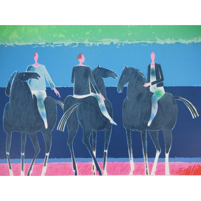 Modern Albert Zavaro, Le trio de cavaliers, Lithograph For Sale - Image 3 of 8