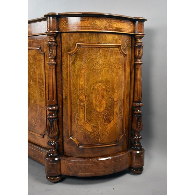Victorian Burr Walnut Marquetry Credenza, 1860 For Sale - Image 4 of 10