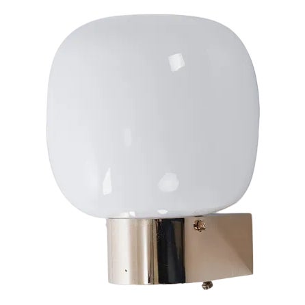 Brass Wall Lamp in White Glass For Sale