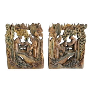Chinese Bookends Hand Carved Figural