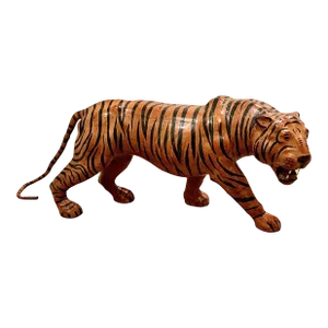 1960s Vintage Leather Wrapped Tiger Sculpture.