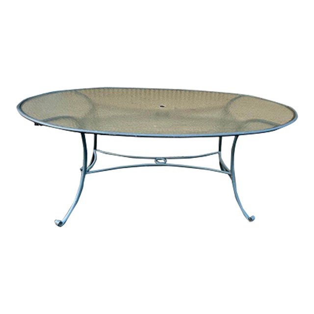 Mid-Century Brown Jordan Aluminum Outdoor Patio Oval Dining Table For Sale