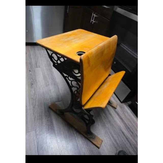 Late 19th Century Authentic 19th-Century Cast Iron and Wood School Desk – Grand Rapids, MI (1885) For Sale - Image 5 of 8