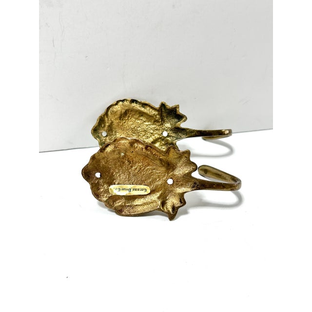 Late 20th Century Vintage Brass Wall Hooks – Set of 2 Decorative Brass Coat Hooks For Sale - Image 5 of 6