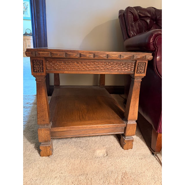 Vintage Romweber Viking Oak Two Tier Mid-Century End Table For Sale In Chicago - Image 6 of 10