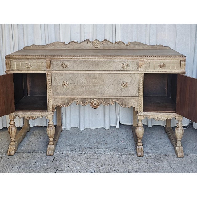 Jacobean 1930s Farm House, Jacobean Sideboard Buffet, Walnut Wood For Sale - Image 3 of 15