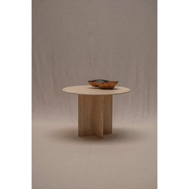 1970s Round Travertine Side Table, Italy, 1970s For Sale - Image 5 of 15