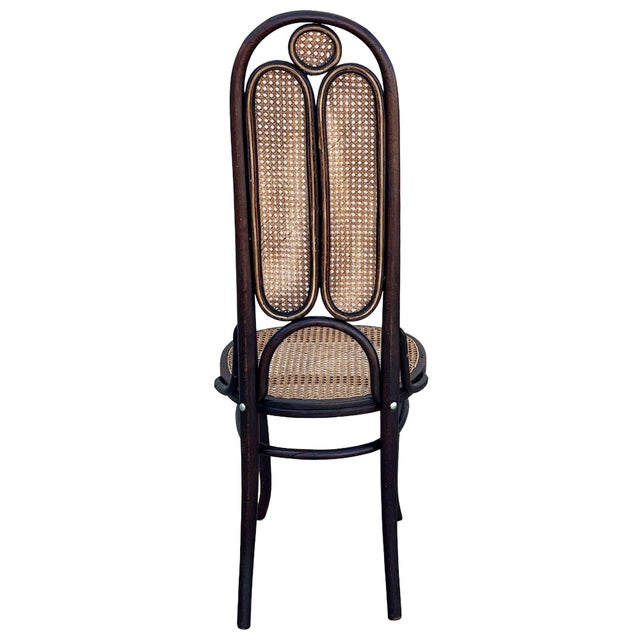 19th Century Vienna Secession Bent Oak & Cane High Back Side Chair No. 16 Attributed to Thonet, Pair For Sale - Image 9 of 10