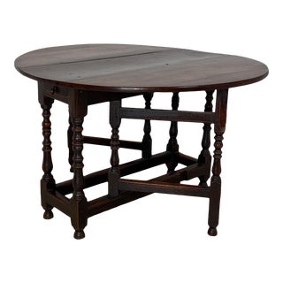 Charles II Oak Drop Leaf Table, England 17th Century For Sale