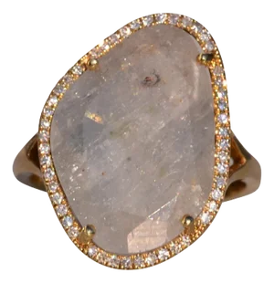 The Merced River: Grey Sapphire and Natural Diamond Halo Ring