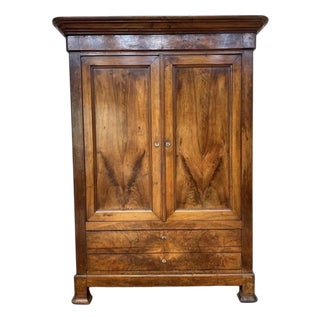 Louis Philippe Wardrobe in Walnut and Veneer For Sale