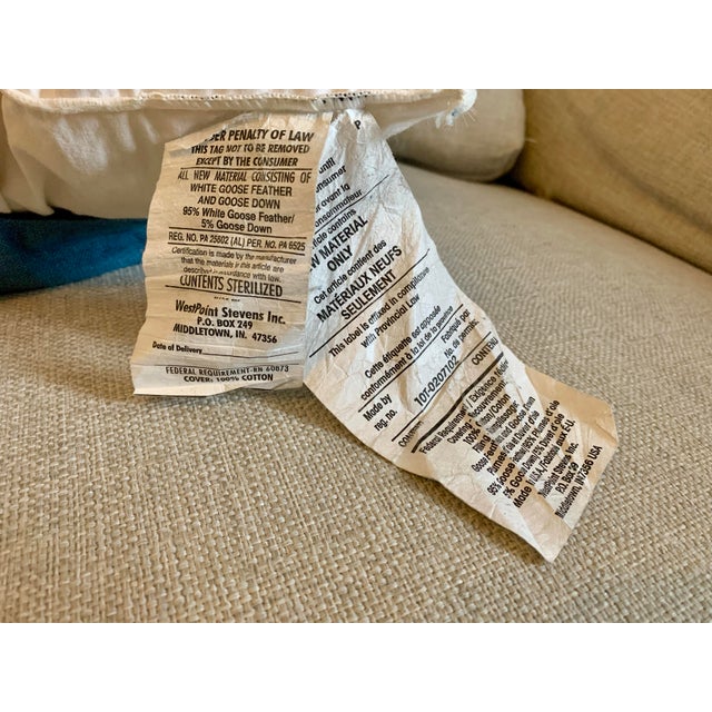 Vintage Lauren Ralph Lauren Decorative Pillow Landing Damask Blue Scroll Design 18” X 18” For Sale In Miami - Image 6 of 12