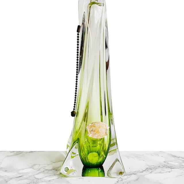 Green Mid-Century Table Lamp in Crystal from Val Saint Lambert, 1950s For Sale - Image 8 of 18