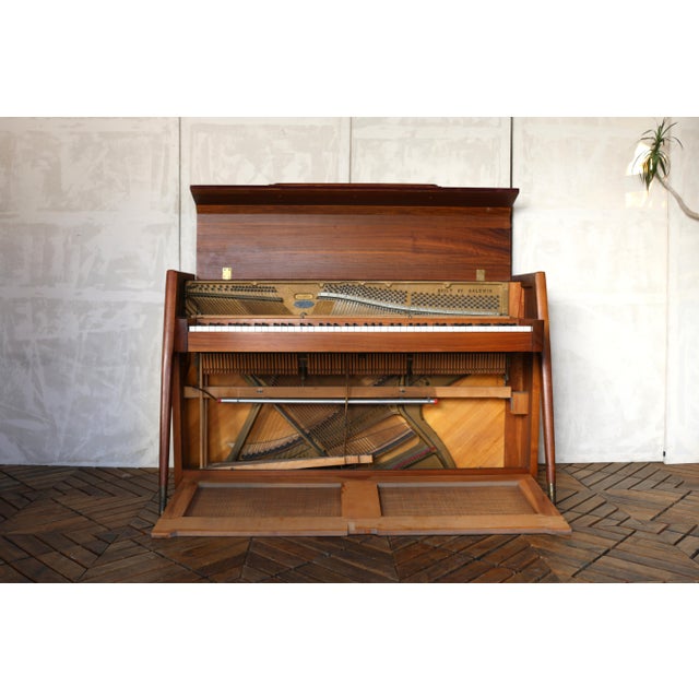 Mid-Century Modern Baldwin Acrosonic Walnut Upright Piano With Cane Panels, Circa 1960s For Sale - Image 10 of 18
