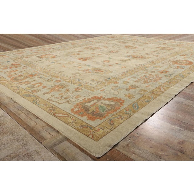 Textile Vintage Modern Turkish Oushak Rug - 11'10 X 15'06 For Sale - Image 7 of 9