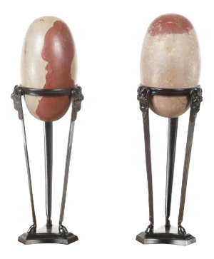 Two-Toned Stone Shiva Linga from the Narmada River on Custom Stands - A Pair