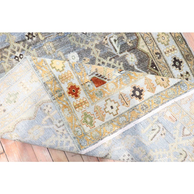 Textile Antique Zabihi Collection Rare Wide Long Green Persian Malayer Runner - 3'8" x 17'8" For Sale - Image 7 of 9