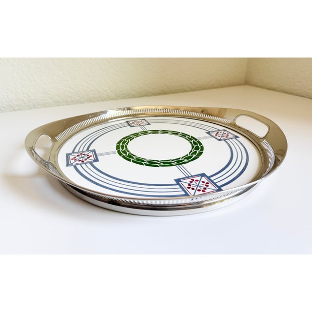 Villeroy & Boch Secessionist Porcelain & Nickel Serving Tray, Early 1900s For Sale - Image 4 of 13