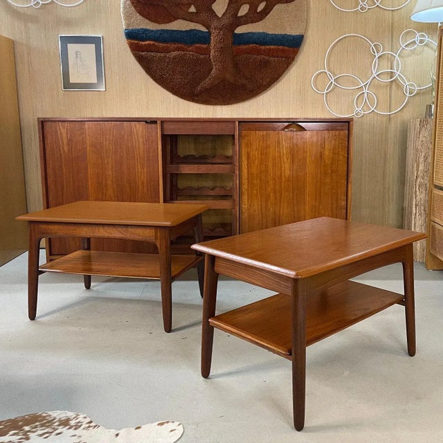 Wood Svend Madsen for Karl Lindegaard Danish Teak End Tables Set For Sale - Image 7 of 10