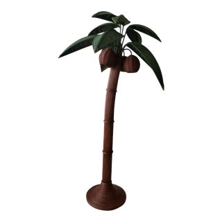 Vintage Wicker Rattan Palm Tree Floor Lamp For Sale