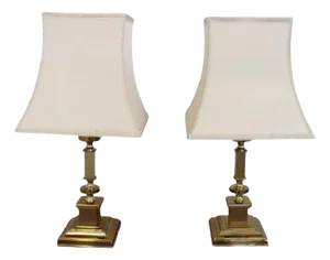 Golden Bedside Table Lamps, 1970s, Set of 2