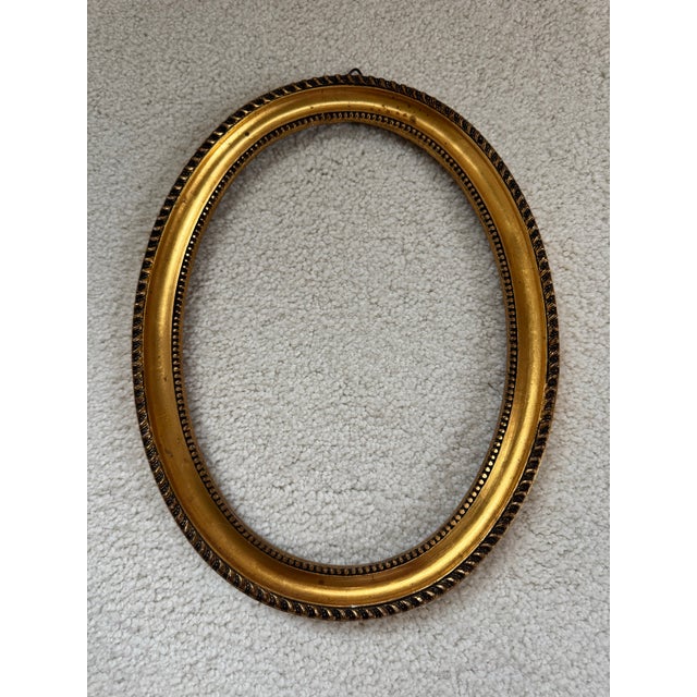 Neoclassical Vintage Giltwood Style Oval Picture Frame With Beaded and Rope Trim - 8.5" X 11.25" For Sale - Image 3 of 11