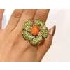Bochic "Orient" Orange Opal & Multi Peridot Cocktail Ring Set 18K Gold&Silver For Sale - Image 16 of 18
