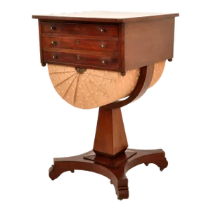 Antique American Empire Mahogany Pedestal Sewing Work Table New York Circa 1840