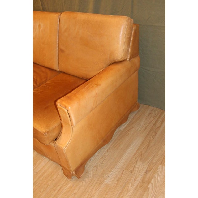 Brown Havana Leather Club Sofa, 1970s For Sale - Image 8 of 11