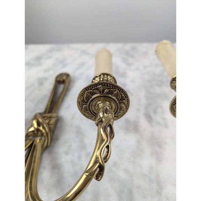 Gold Louis XVI Style Bronze Wall Lights, Set of 2 For Sale - Image 8 of 9