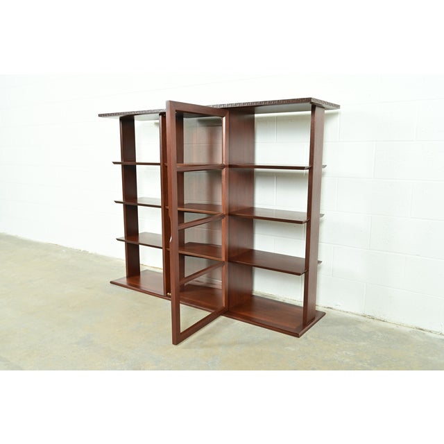 Frank Lloyd Wright Taliesin Mahogany Bookcase or Room Divider, Newly Refinished For Sale In South Bend - Image 6 of 14