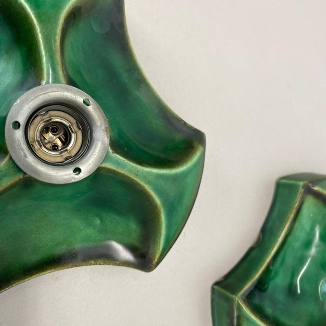 Modernist Ceramic Fat Lava Wall Lights attributed to Pan Ceramics, Germany, 1970s, Set of 2 For Sale - Image 10 of 15