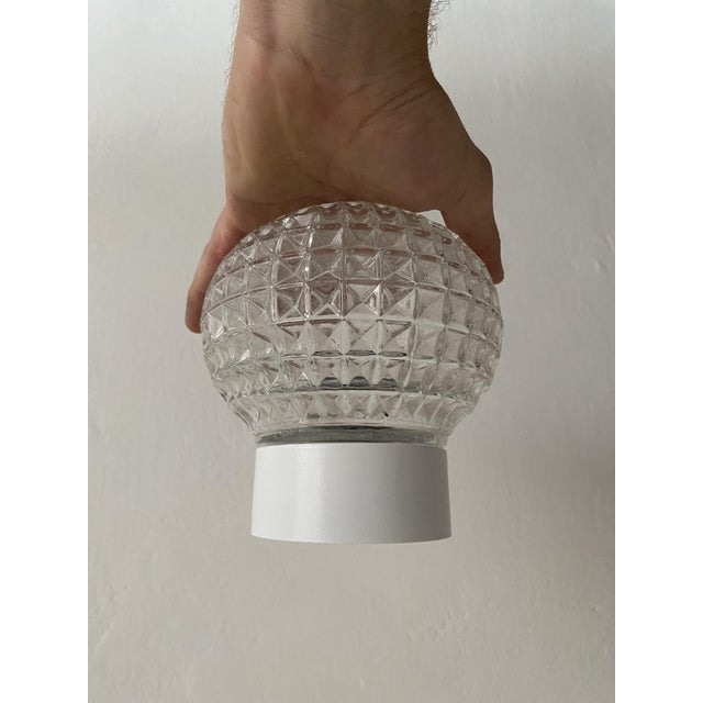 Glass Vintage Geometric Pressed Glass Flush Mount Ceiling Light, 1970s For Sale - Image 7 of 9