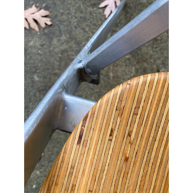 Modern Industrial Design Prototype BauBuche Beach Plywood and Aluminum Grasshopper Side Chair For Sale - Image 9 of 11