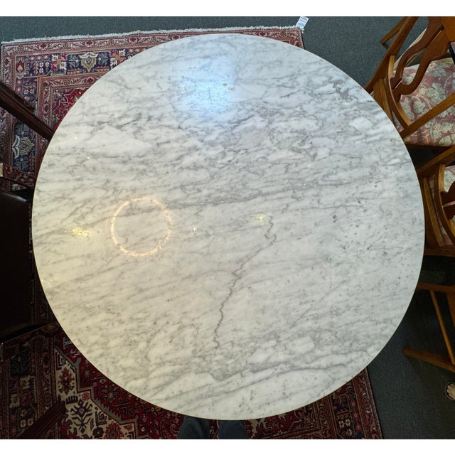 Metal Interior Icons Tulip Table With Carrera Tabletop For Sale - Image 7 of 12
