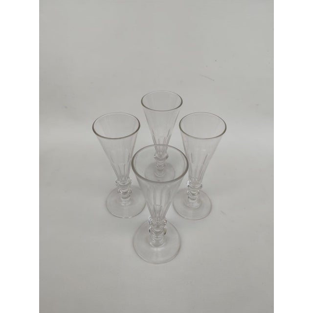 19th Century Glass Champagne Flutes, Set of 4 For Sale - Image 3 of 8