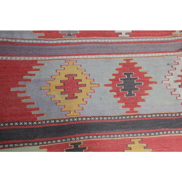 1950s Multi Soft Colors Vintage Turkish Kilim Rug-5' 7'' X 10' 7'' For Sale In Tampa - Image 6 of 12