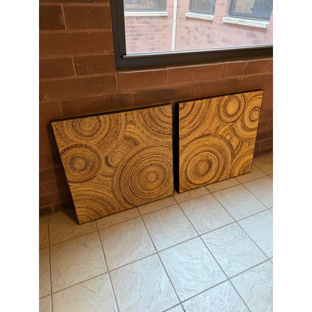Mid-Century Modern Large Pair of Vintage Sculptural Boho Organic Modern Natural Fiber Wall Art Panels For Sale - Image 3 of 10