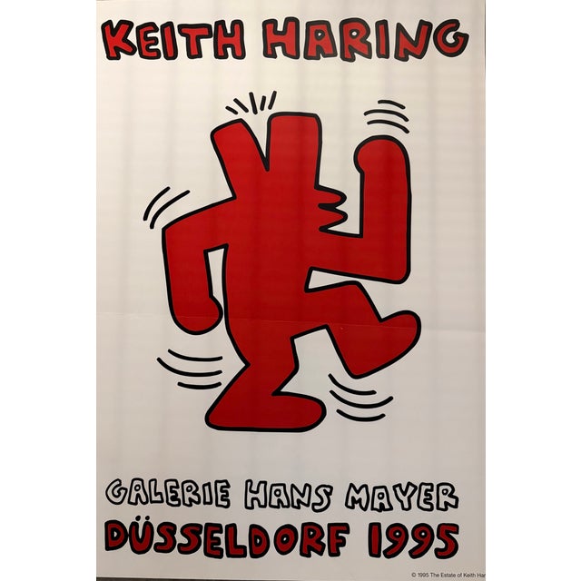 1990s Keith Haring (1958-1990), Orginal 1995 Exhibition Poster Galerie Hans Mayer Düsseldorf, Copyright the Estate of Keith Haring 1995, Printed in Germany For Sale - Image 5 of 5