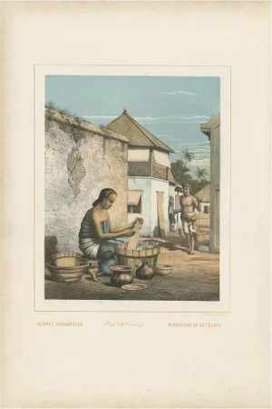 Van Pers, Illustration of Javanese Woman Selling Ketupat, 1850, Print