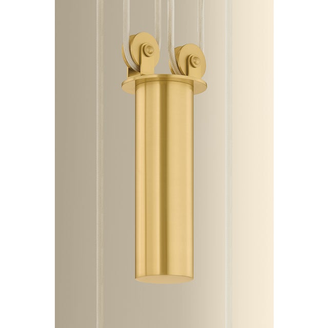 Brass Hudson Valley Lighting Emmons 30 in. 1 Light Pendant in Aged Brass and Soft White Finish For Sale - Image 8 of 11