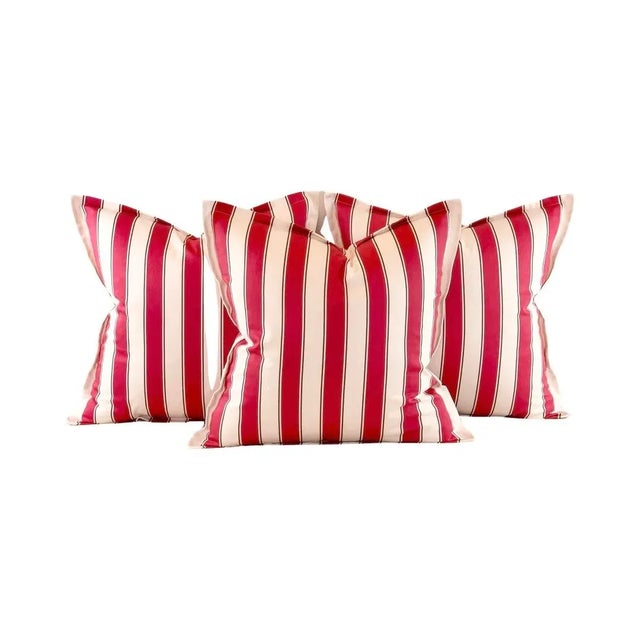 Designer Vicki Payne Free Spirit Ivory-White Brown Pink Awning Cabana Contemporary Stripe Fabric Sample For Sale - Image 4 of 6