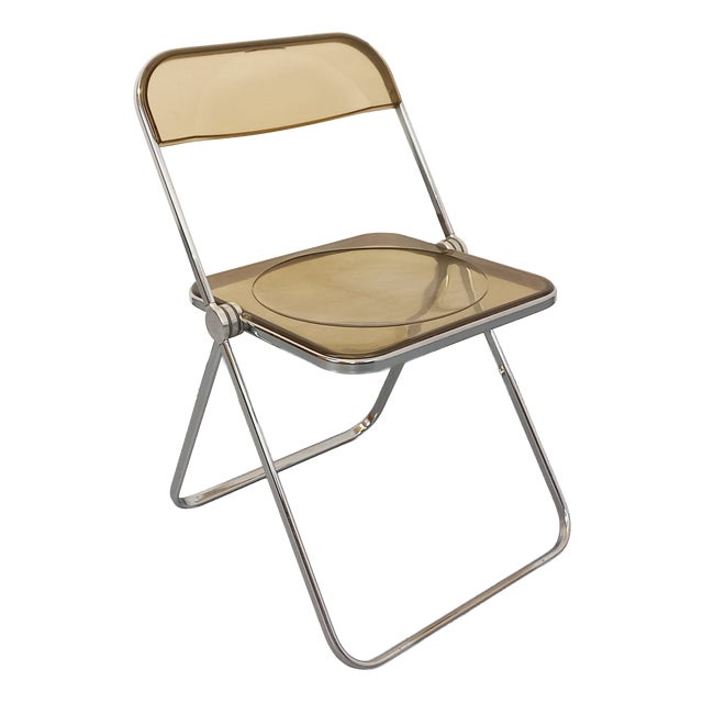 Vintage Plia Folding Chair in Chrome and Smoked Acrylic Glass by Giancarlo Piretti for Castelli, 1970s For Sale