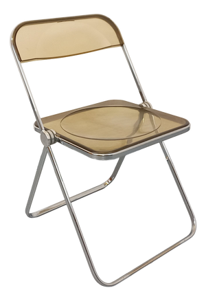 Vintage Plia Folding Chair in Chrome and Smoked Acrylic Glass by Giancarlo Piretti for Castelli, 1970s