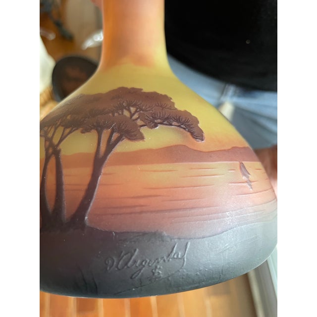 Antique d'Argental French Cameo Glass Vase For Sale - Image 9 of 10