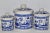 Early 20th Century Transferware Blue Willow 3 Piece Canister Set Blue White Ceramic Canisters For Sale - Image 4 of 9