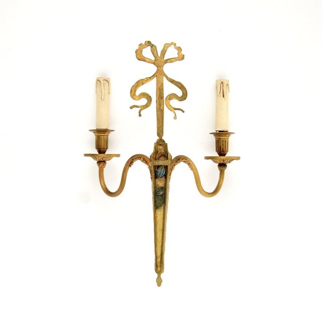 Vintage Gilt Bronze Wall Lights, 1920, Set of 2 For Sale - Image 3 of 6